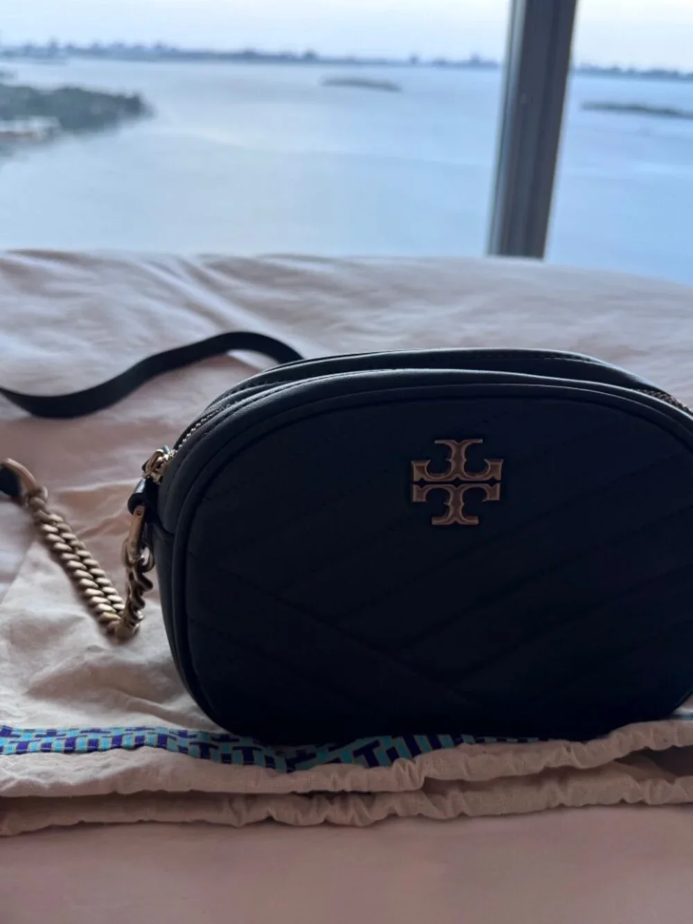 Tory Burch Kira Chevron Small Camera Bag Forest Green 90450
